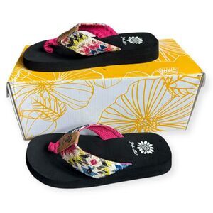 New Toddler Youth Girls Kaden II Fuchsia Aztec Tribal Flip Flops Sandals Sz 13